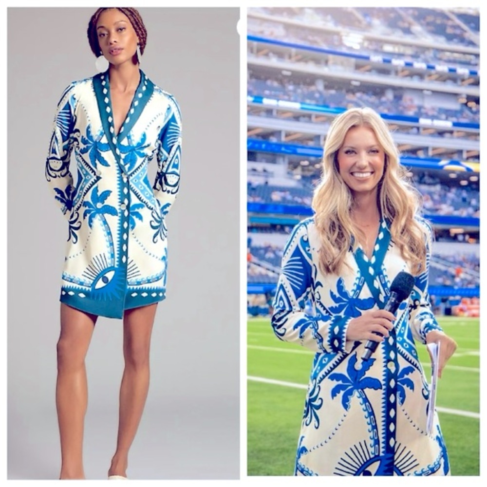 Farm Rio Long-Sleeve Blazer Dress